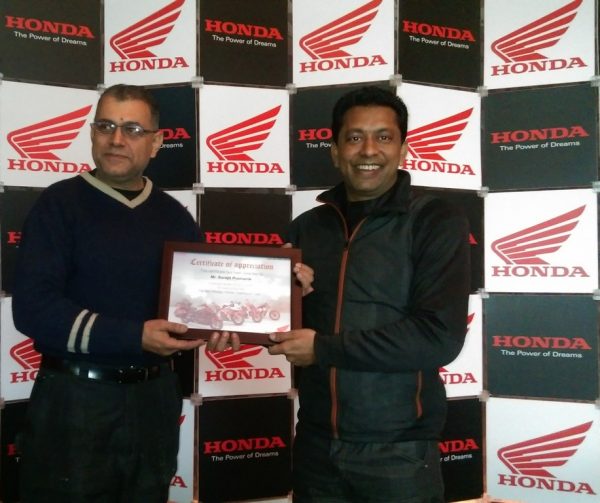Honda hosts Big Bike Weekend Honors Surajeet Pramanik highest mileage Honda Big Bike Rider in India