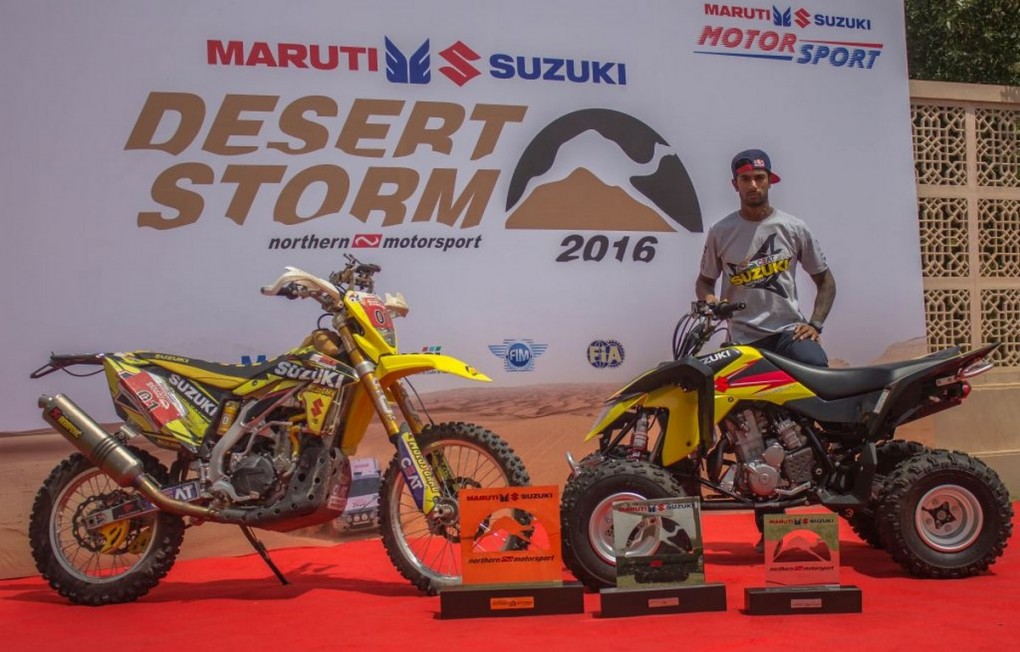 CS Santosh emerges winner at 2016 Desert Storm on his Suzuki RMX450z Rally