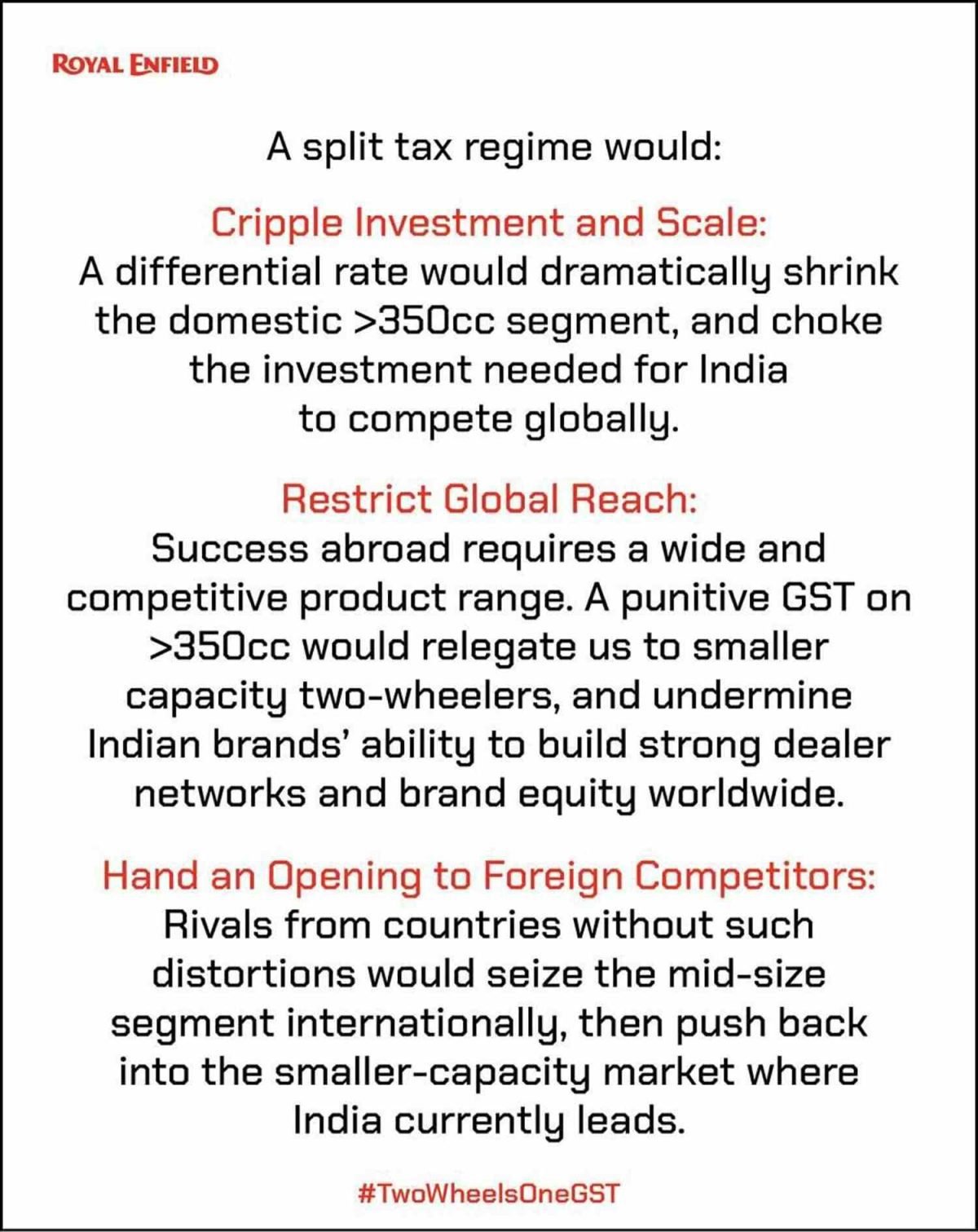 GST 2.0: Royal Enfield Chairman Siddhartha Lal Post on Instagram