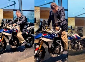Rahul Gandhi Checks Out Upcoming BMW F 450 GS in Germany Rahul Gandhi with BMW F 450 GS