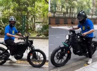 EV Bonhomie: Ultraviolette CEO Rides Flying Flea C6, Congratulates Sid Lal Narayan Subramaniam with Flying Flea C6