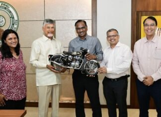Official: Royal Enfield to Set Up New Factory in Andhra Pradesh Andhra Pradesh Chief Minister N. Chandrababu Naidu with B. Govindarajan, Managing Director, Eicher Motors Ltd. and CEO, Royal Enfield