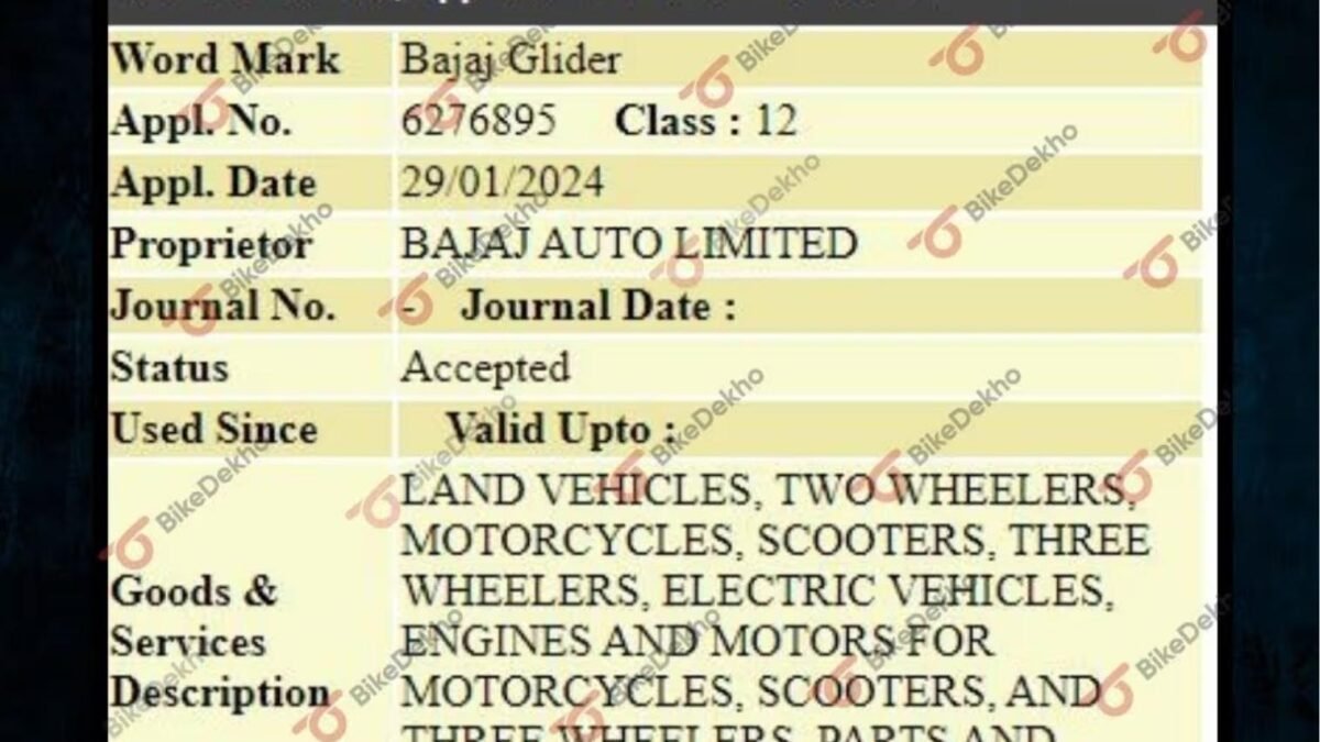 Bajaj Glider 125 Trademark