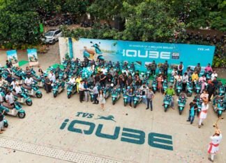 TVS Delivers 100+ iQube MillionR Special Editions in One Day in Pune TVS iQube MillionR Special Edition Delivery Event